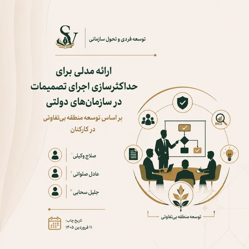 ارائه مدلی برای حداکثرسازی اجرای تصمیمات در سازمان‌های دولتی بر اساس توسعه منطقه بی‌تفاوتی در کارکنان